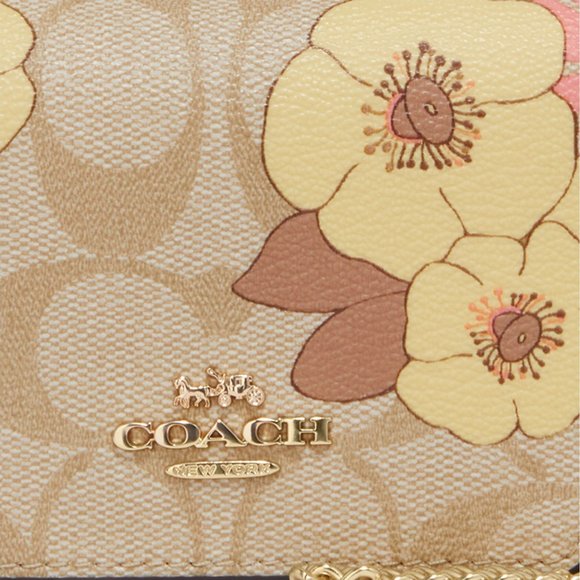 Mini Wallet On A Chain In Signature Canvas With Floral Cluster Print - Picture 6 of 6